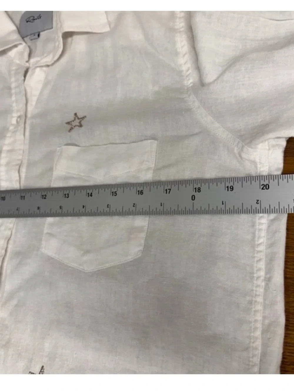 Rails Charli button down metallic gold star white linen blend top, small - Picture 13 of 13